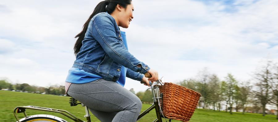 Lady writing a bike