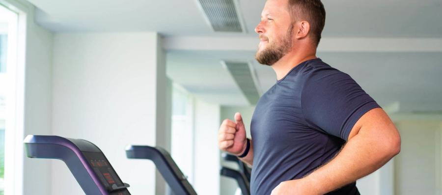 A man running on a treadmill.