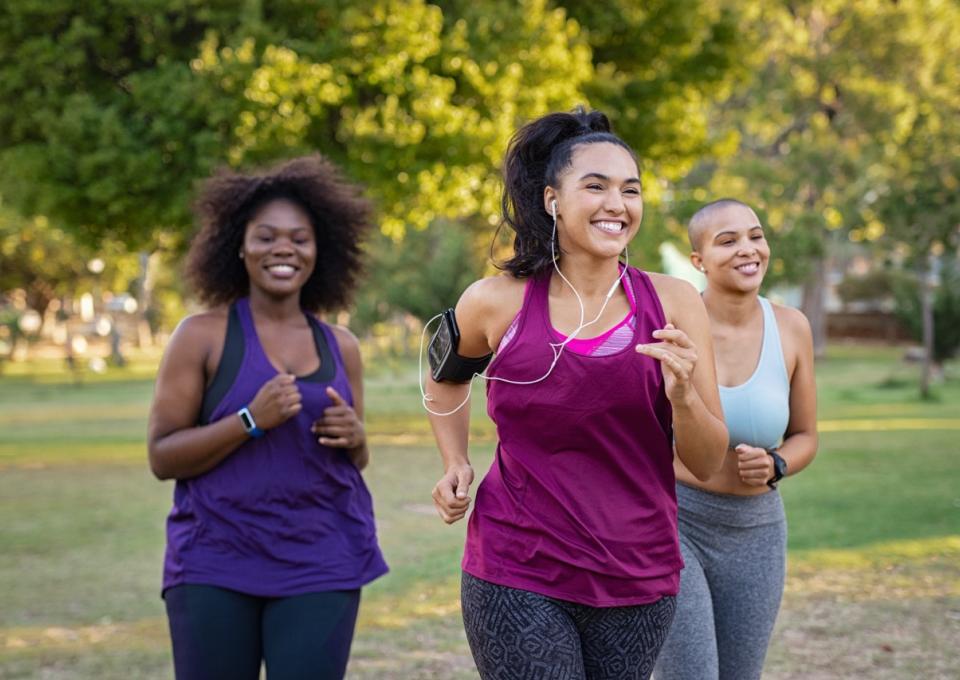 Girls exercising