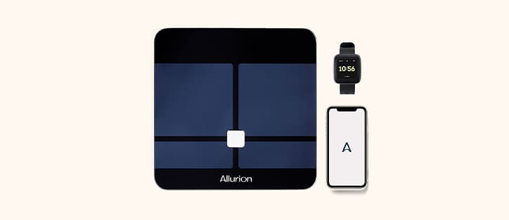 La Balance Allurion et la montre Allurion Health Tracker, et l'application mobile Allurion