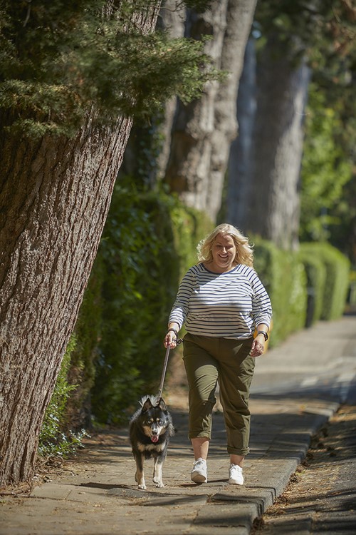 Patient wlaking as part of her weight loss exercise